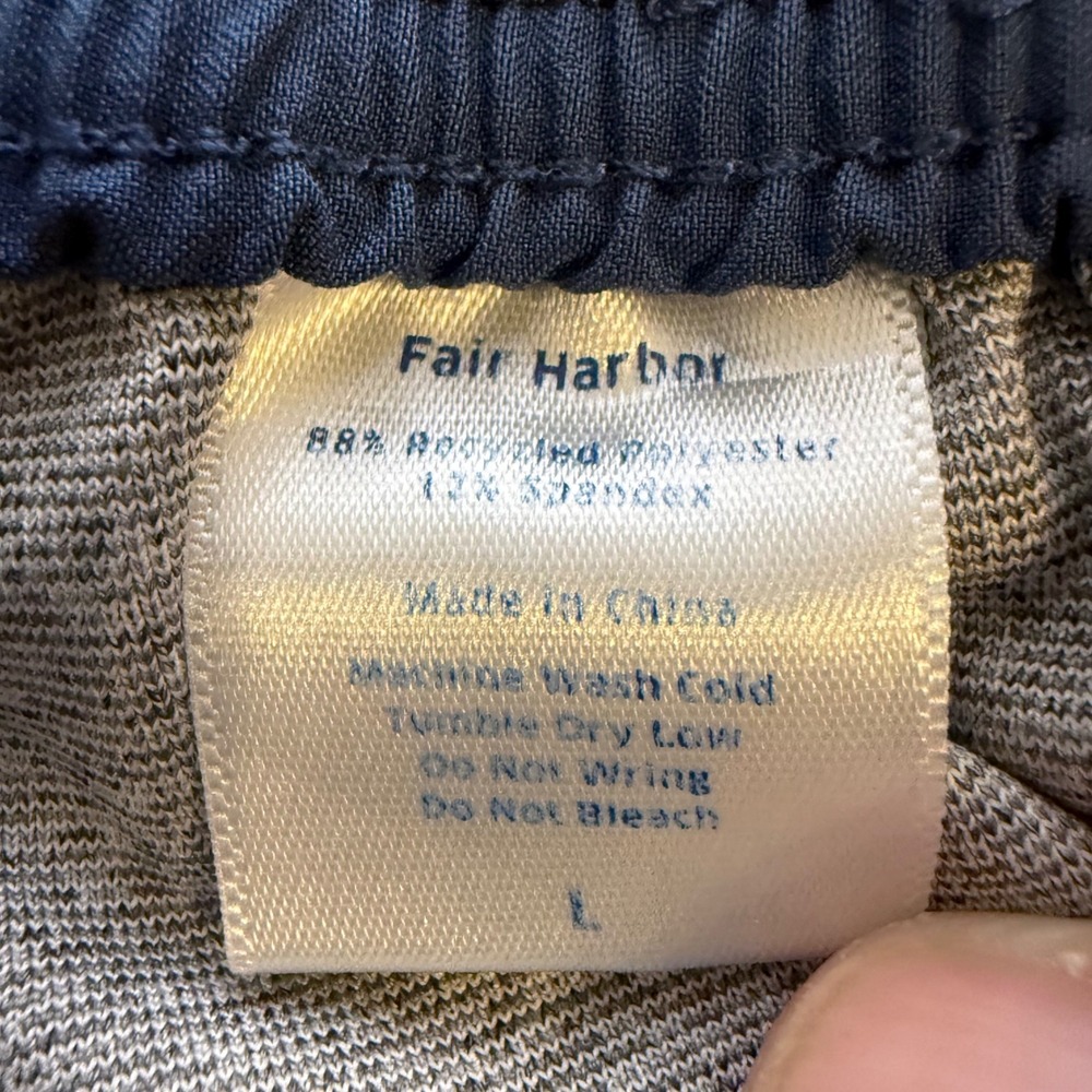 Fair Harbor Mens Tropical Monstera Palm Swim Trunks Blue Green Large 8in Inseam - Picture 6 of 7